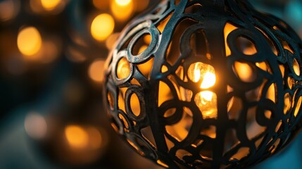 Poster - A Close-Up of a Metal Ornament with a Light Source Inside