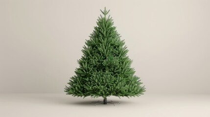 Wall Mural - classic green christmas tree on white background.