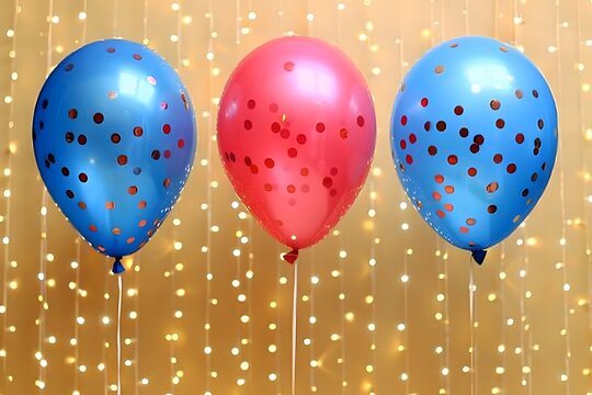 Gold podium with balloons and gifts marks special events.