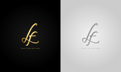 Aufkleber -  initial letter lf,luxury gold collors