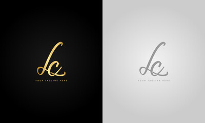 Aufkleber -  initial letter lc,luxury gold collors