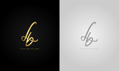 Aufkleber -  initial letter lb,luxury gold collors