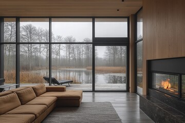 Poster - Enhancing your elegant minimalist scandinavian living room with nature-inspired decor and modern comforts