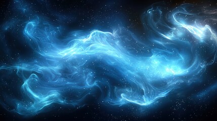 Poster - Ethereal blue digital composition flowing in a cosmic space environment abstract art viewpoint for enhanced visual experience