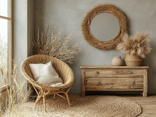 Poster - Creating a serene mood muted gray gallery setting with console drawer and minimalist decor