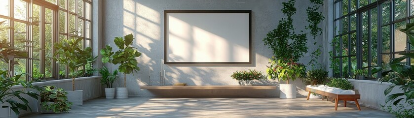 Poster - Transforming a refined gray interior with a minimalist console in a bright spacious room a design inspiration