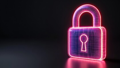 Poster - Digital padlock symbol in vibrant neon colors representing security and protection