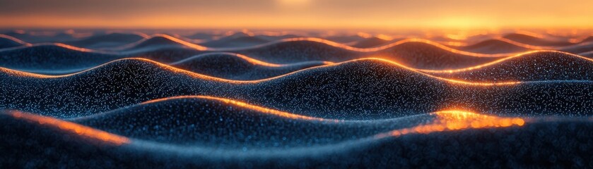 Poster - Innovative digital waves virtual space visual artwork futuristic environment aerial view sleek technological blue composition showcasing a generative landscape