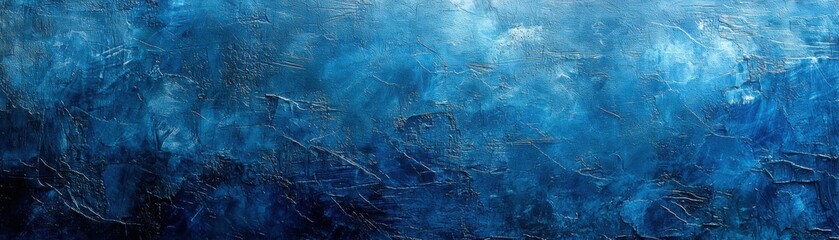 Poster - Dynamic blue abstract composition showcasing generative art in a virtual gallery environment from a close-up perspective