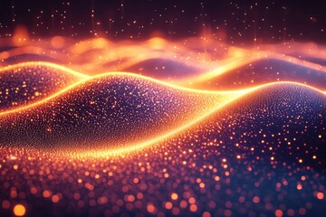 Poster - Dynamic showcase of swirling glowing particles in a dark environment abstract art concept
