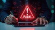 © vitanovski - Futuristic Cybersecurity Risk Concept With Digital Warning Sign