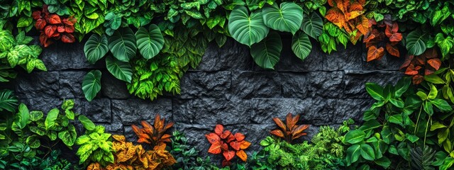 A wall covered in green vines
