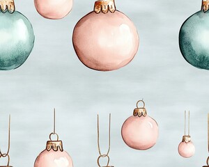 Wall Mural - A seamless Pattern Stylish watercolor ornaments in pastel colors, perfect for holiday designs and decorations.