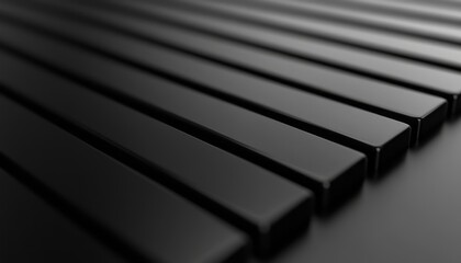 Poster - Black geometric shapes arranged in parallel lines against a dark background