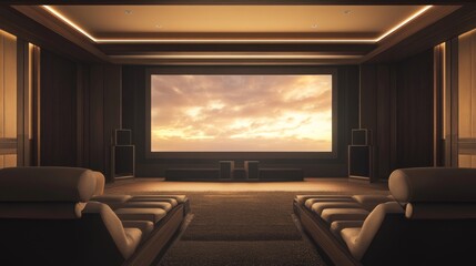 Poster - A luxurious home cinema setup, Projector, screen