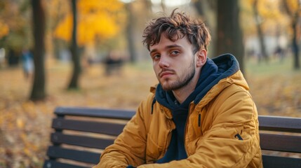 Autumnal Reflection - Young Man in Park