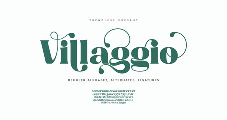 Poster - villagio: timeless serif font featuring uppercase, lowercase, ligatures, alternates, ampersands, and