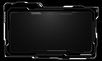 Poster - HUD frames white grey user interface elements design modern technology futuristic control panel screen digital hologram window gaming menu touching cyber monitor set on black background vector