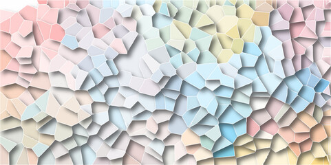 Aufkleber - Quartz light multicolor Broken Stained Glass Background white stoke with shadows. Abstract colorful mosaic pattern Seamless Geometric Retro tiles .Cement kitchen decor with crack floor light design.	
