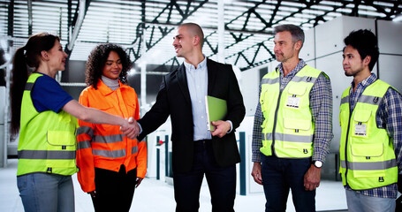 Poster - Manufacturing Factory Engineers And Diverse Group