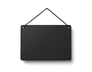 Canvas Print - Blank black signboard or signage with chain hanging on whit background