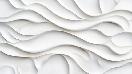Poster - This abstract texture features smooth, wavy layers in white, creating an elegant and modern appearance suitable for various artistic applications
