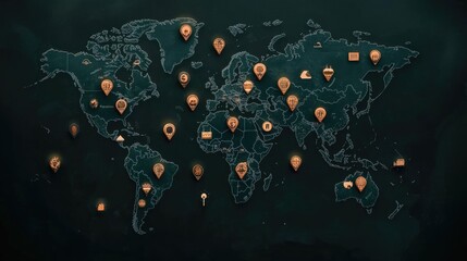 Poster - A global map with energy-related icons, showing diverse energy sources influencing stock portfolios.