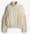 © CREATIVE KNIT DESIGN - Sweater with intricate cable knit design in a cream color featuring a high turtleneck and long sleeves featuring knitwear, winter clothing, cozy