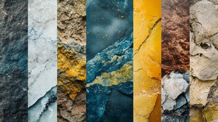 Poster - The image is a series of different colored rocks, with some being white, blue