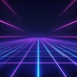 © PANGERANDESIGN - Retro Futuristic Landscape with Neon Grid and Sunset