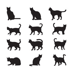 Naklejka na meble cat silhouette flat illustration