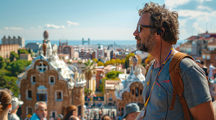 Tour Guide Explaining Details at a Famous City Landmark. Engaging and Informative Tour Experience