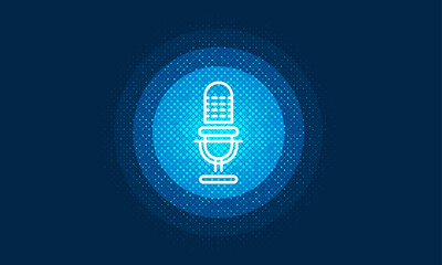 Podcast concept. Microphone with voice recording wave. Future technology