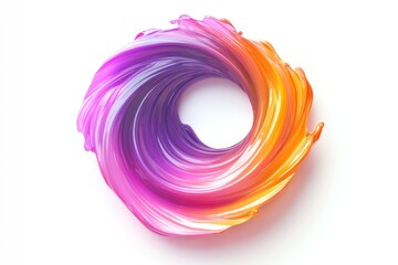 Aufkleber - Abstract swirl of pink, purple and orange liquid forming a circle on white background.