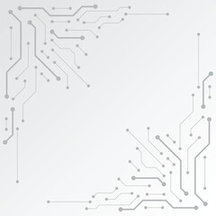 Fototapete - Electronic circuit board technology background. Abstract white background of digital technologies. High tech technology geometric white background