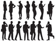© Pro Silhouettes - silhouette of people with mobile phone vector on isolated white background.