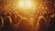 © khonkangrua - Crowd of Enthusiastic People Enjoying a Live Music Concert with Bright Stage Lights in the Background During a Vibrant Evening Celebration
