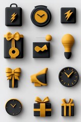 Wall Mural - Elegant black and gold icon collection for modern web design