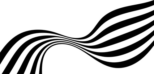 Wall Mural - abstract curved perspective black white stripes lines