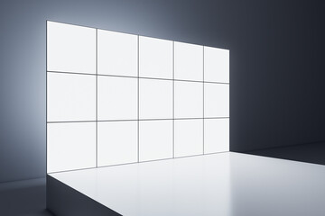 Aufkleber - Modern Exhibition Space with Blank Digital Screen Wall. 3D Rendering