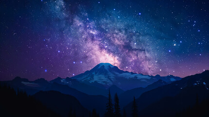 Stunning night sky with the Milky Way stretching across a starry backdrop. Ideal for nature and astronomy themes.