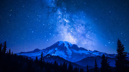Stunning night sky with the Milky Way stretching across a starry backdrop. Ideal for nature and astronomy themes.