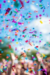 colorful confetti falls through the air. ai.