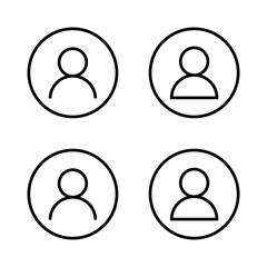 Poster - Login user avatar icon on circle line. Profile account sign symbol