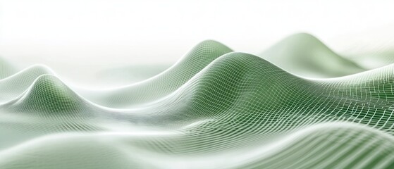 Wall Mural - Abstract representation of flowing green waves suggesting motion and depth.