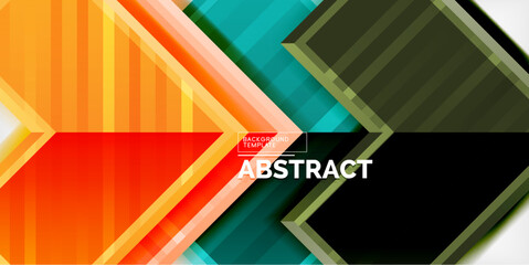 Poster - Arrow symbols created with 3d effects and line texture geometric abstract background