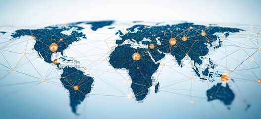 Poster - global networking and communication concept with worldwide connections