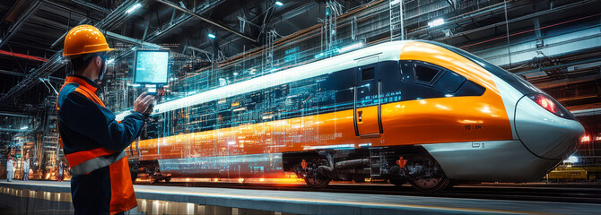 Poster - engineer controls electric monorail system with ai in urban transport network
