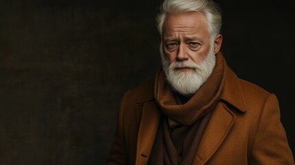 Poster - A man with a beard and a scarf is standing in front of a wall