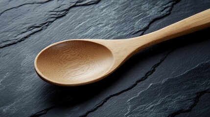 Wooden Spoon on a Slate Surface